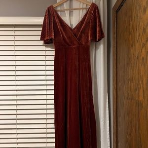 Rust long velvet dress size small